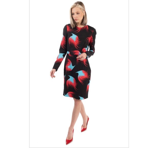 €725 MARCOBOLOGNA Sheath Dress Size IT 44 / L Flame Pattern Made in Italy - Picture 2 of 11